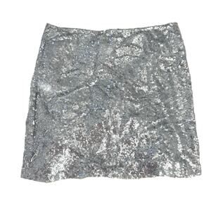 Lucky & Blessed Silver Sequin Mini Skirt Size M Party Night Out
